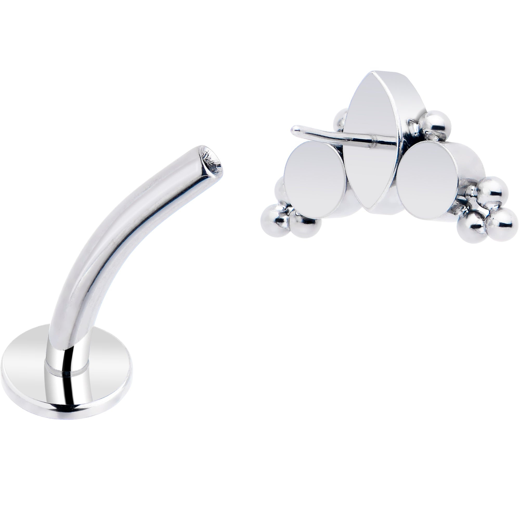 BodyCandy Gem Trio Titanium Push In Threadless Floating Belly Ring — side view
