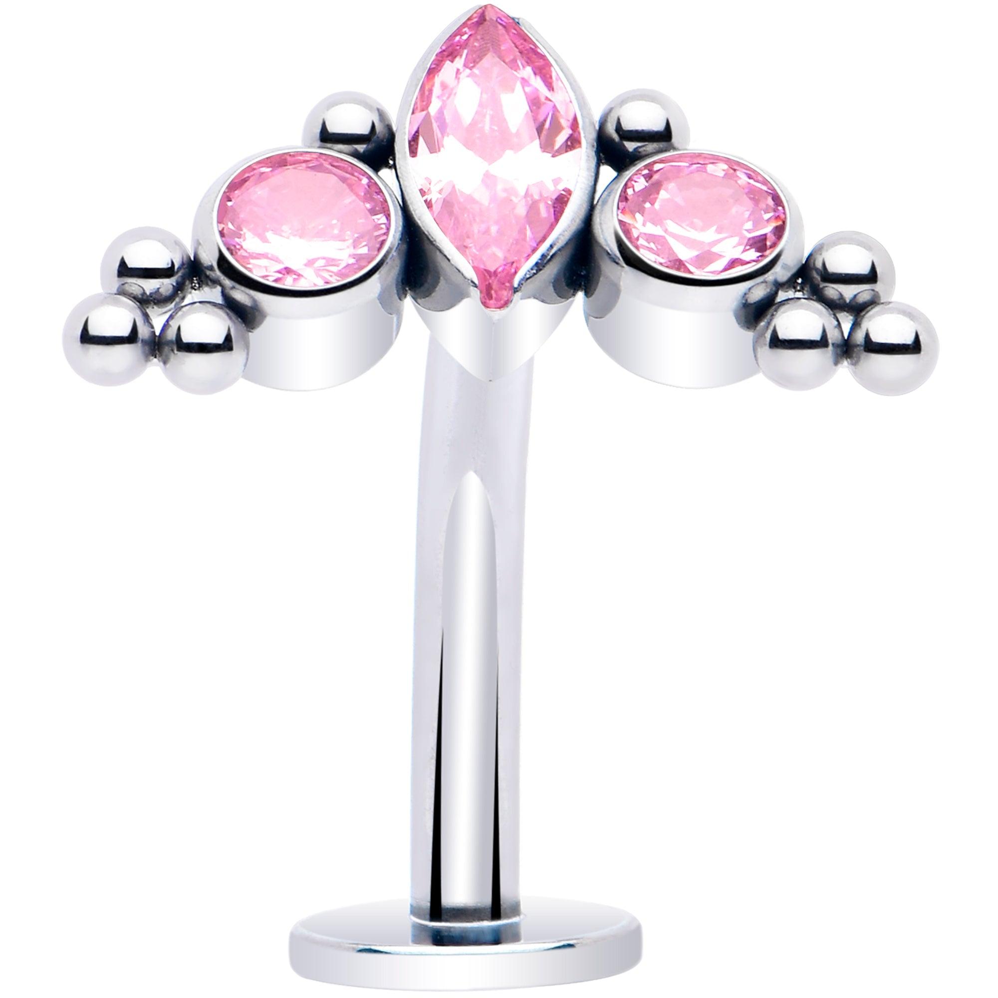 BodyCandy Gem Trio Titanium Push In Threadless Floating Belly Ring — in-use photo
