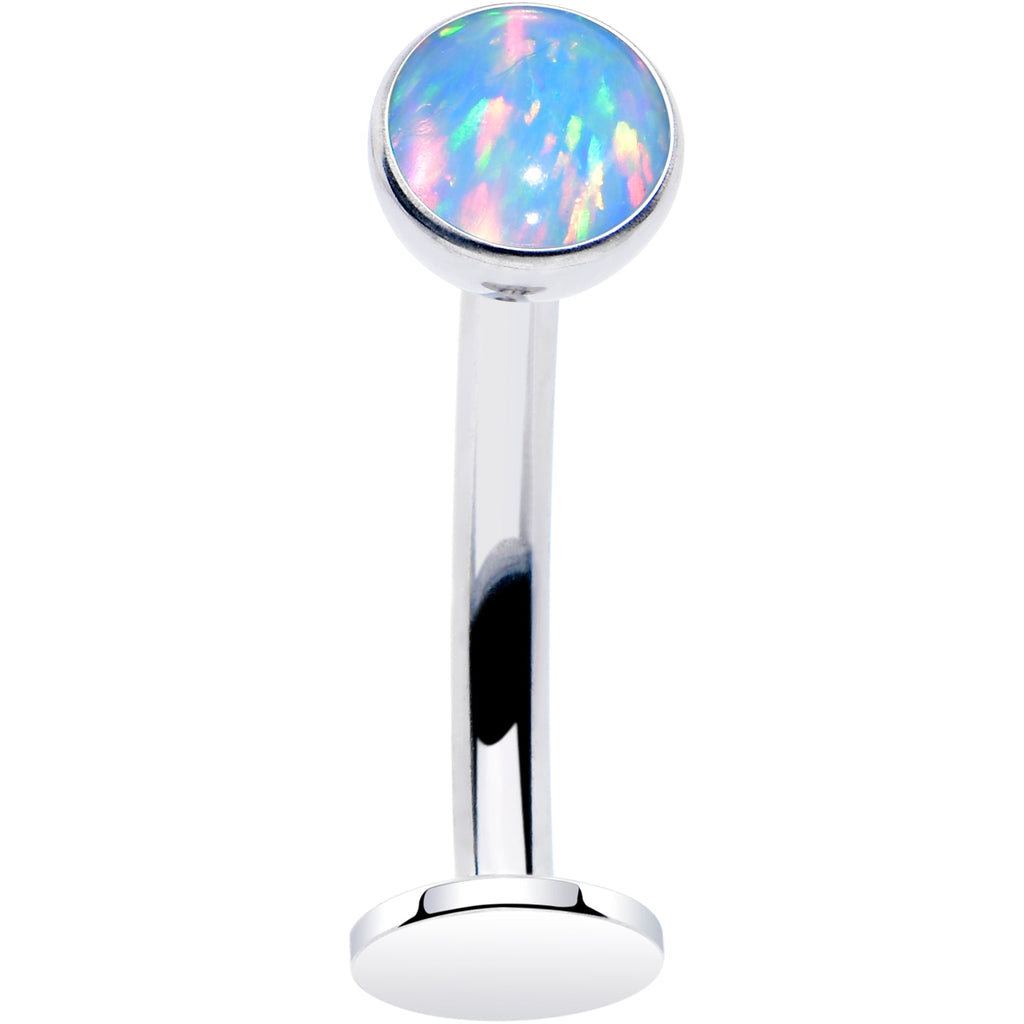 BodyCandy Synthetic Opal Bezel Titanium Threadless Floating Belly Ring — back view