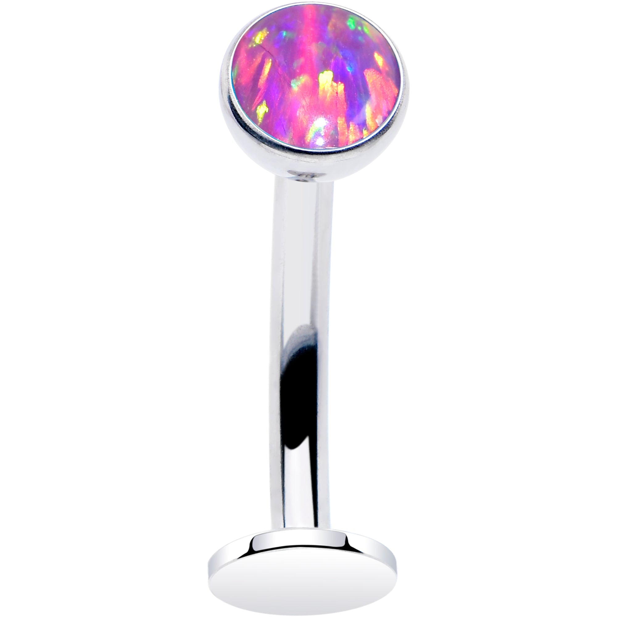 BodyCandy Synthetic Opal Bezel Titanium Threadless Floating Belly Ring — alternative angle