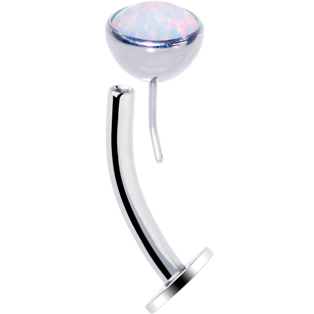 BodyCandy Synthetic Opal Bezel Titanium Threadless Floating Belly Ring — side view