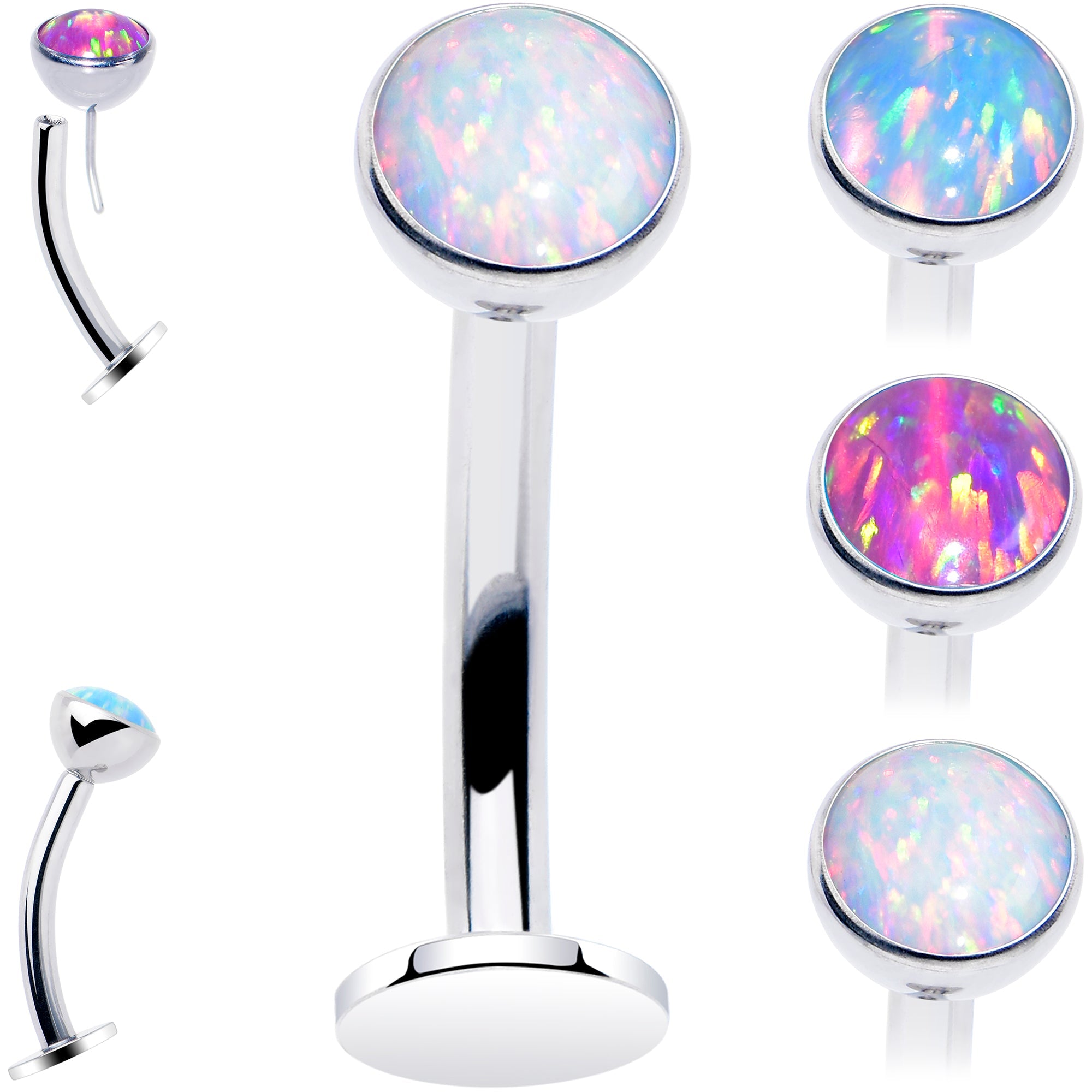 BodyCandy Synthetic Opal Bezel Titanium Threadless Floating Belly Ring — main product shot