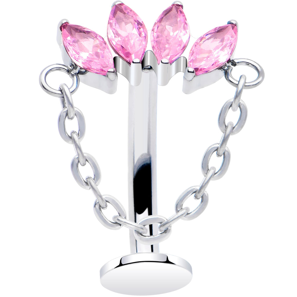 BodyCandy Gem Chain Dangle Titanium Push In Threadless Floating Belly Ring — alternative angle