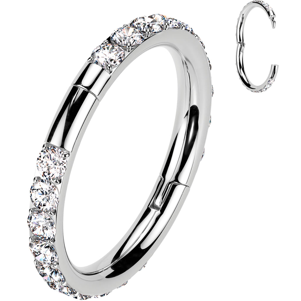 BodyCandy Implant Grade Titanium Forward CZ Double Sided Hoop Segment Ring — back view
