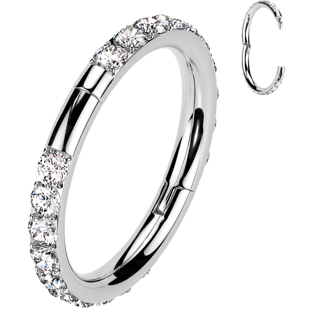 BodyCandy Implant Grade Titanium Forward CZ Double Sided Hoop Segment Ring — alternative angle