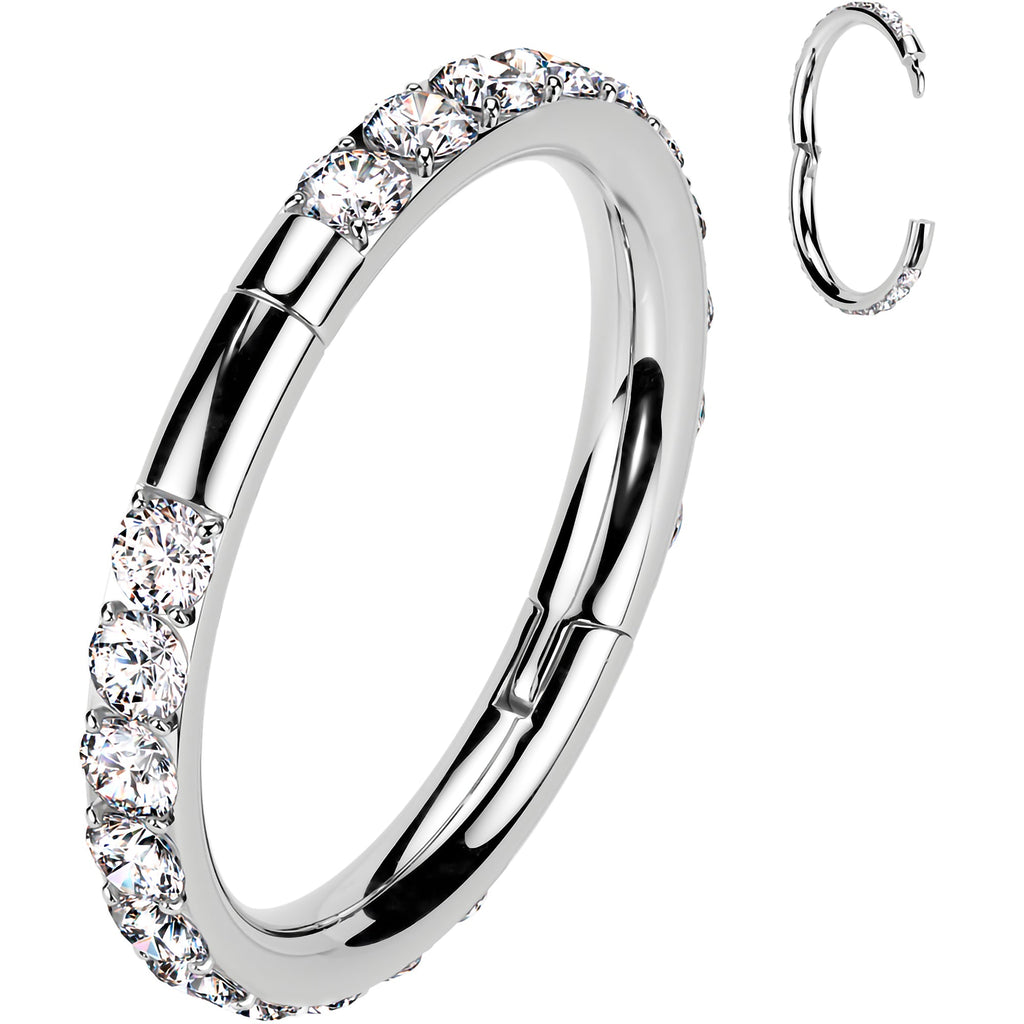 BodyCandy Implant Grade Titanium Forward CZ Double Sided Hoop Segment Ring — in-use photo