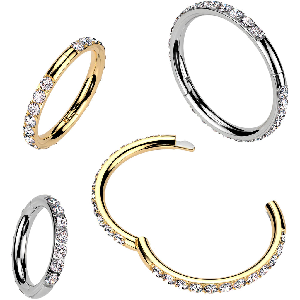 BodyCandy Implant Grade Titanium Forward CZ Double Sided Hoop Segment Ring — main product shot