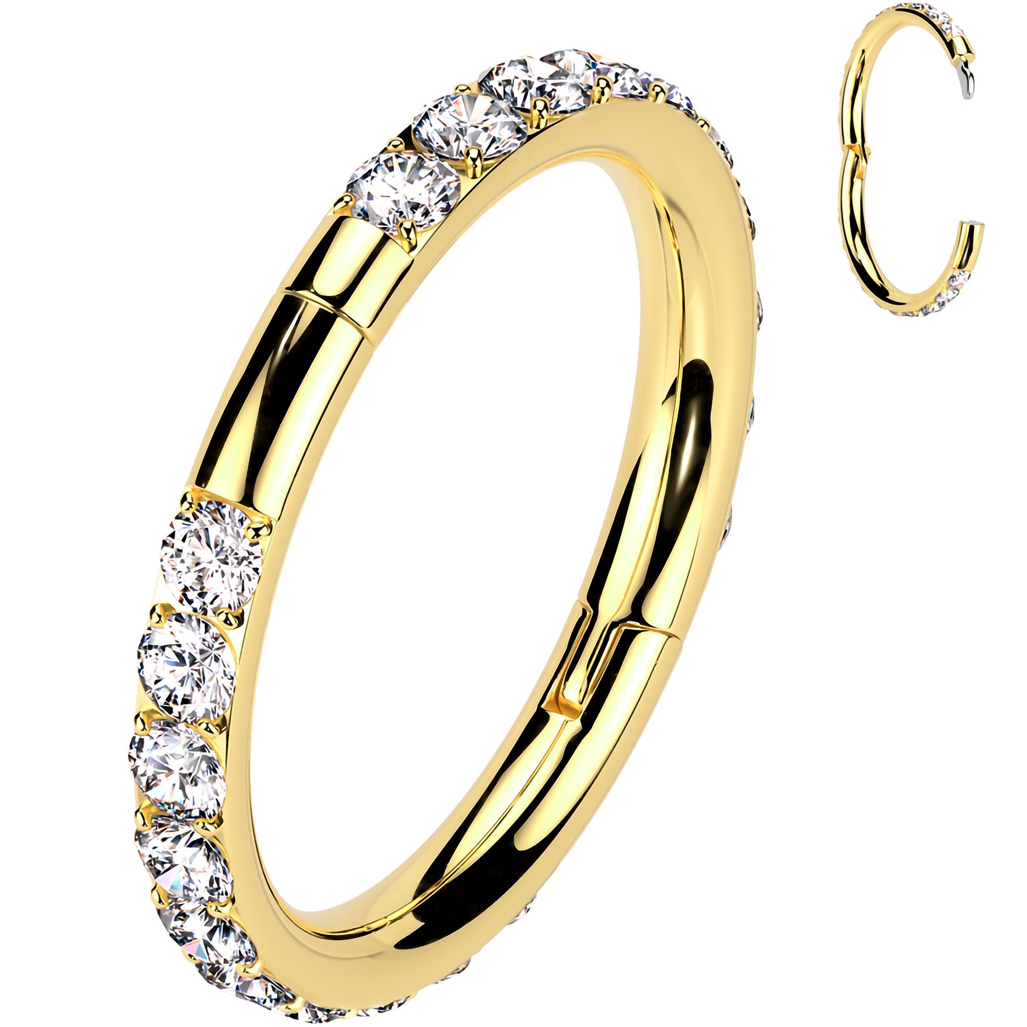 BodyCandy Implant Grade Titanium Forward CZ Double Sided Hoop Segment Ring — color detail