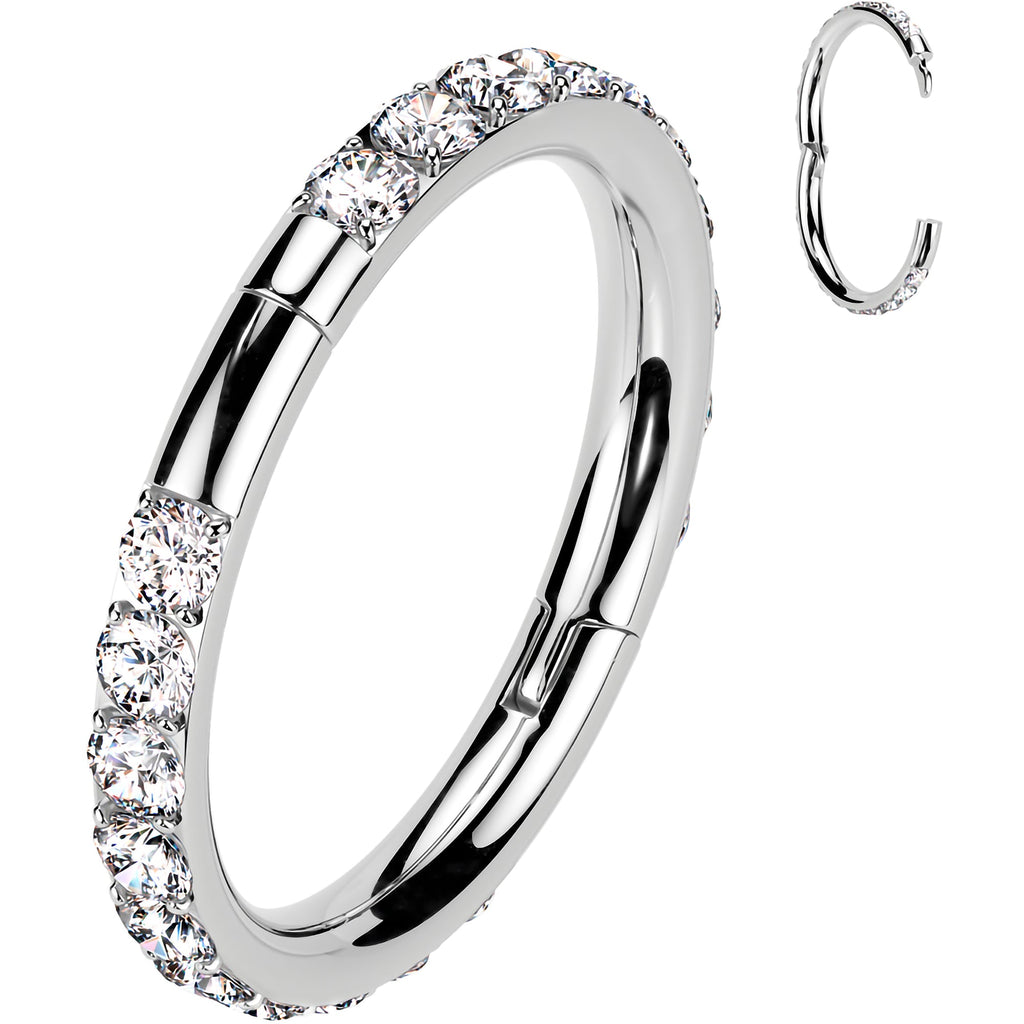 BodyCandy Implant Grade Titanium Forward CZ Double Sided Hoop Segment Ring — comparison shot