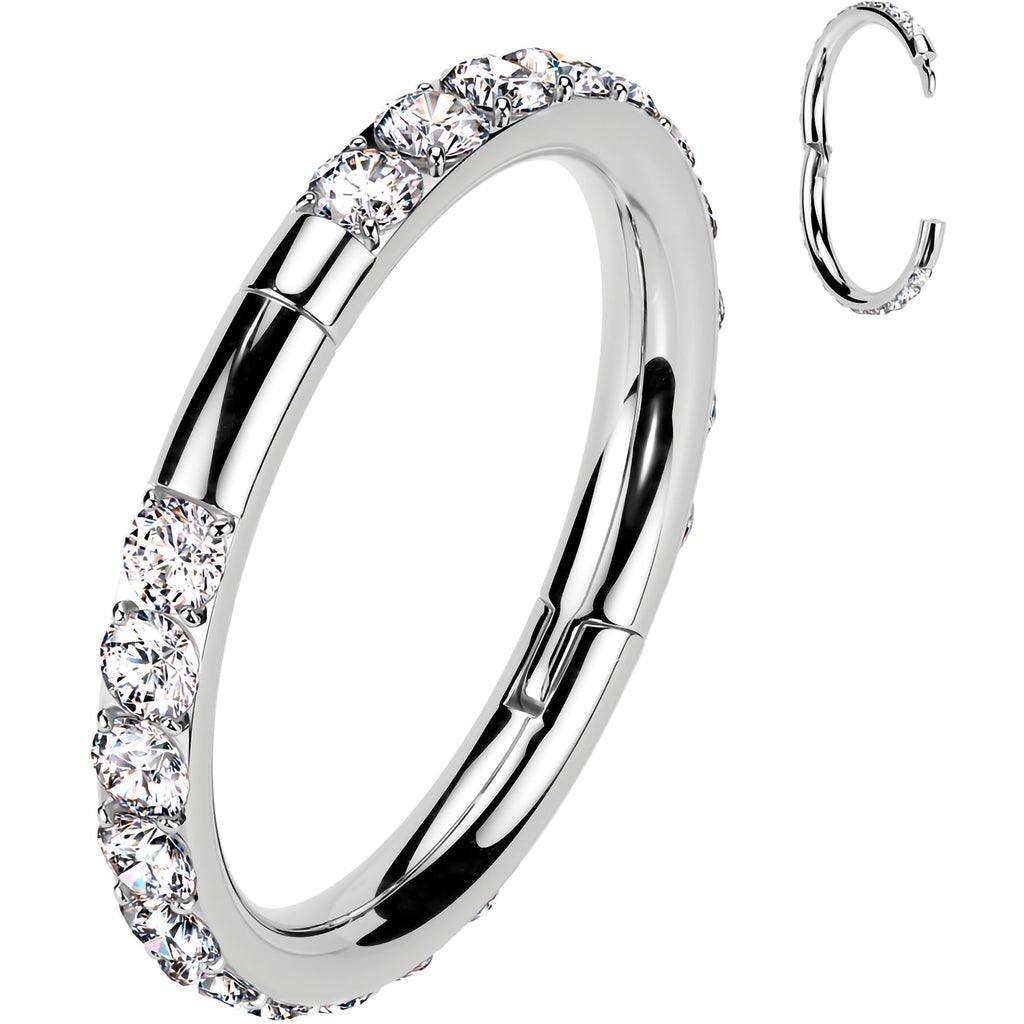 BodyCandy Implant Grade Titanium Forward CZ Double Sided Hoop Segment Ring — fabric or material detail