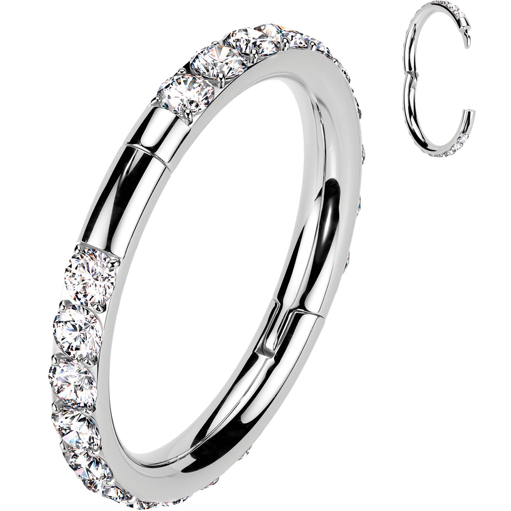BodyCandy Implant Grade Titanium Forward CZ Double Sided Hoop Segment Ring — feature highlight