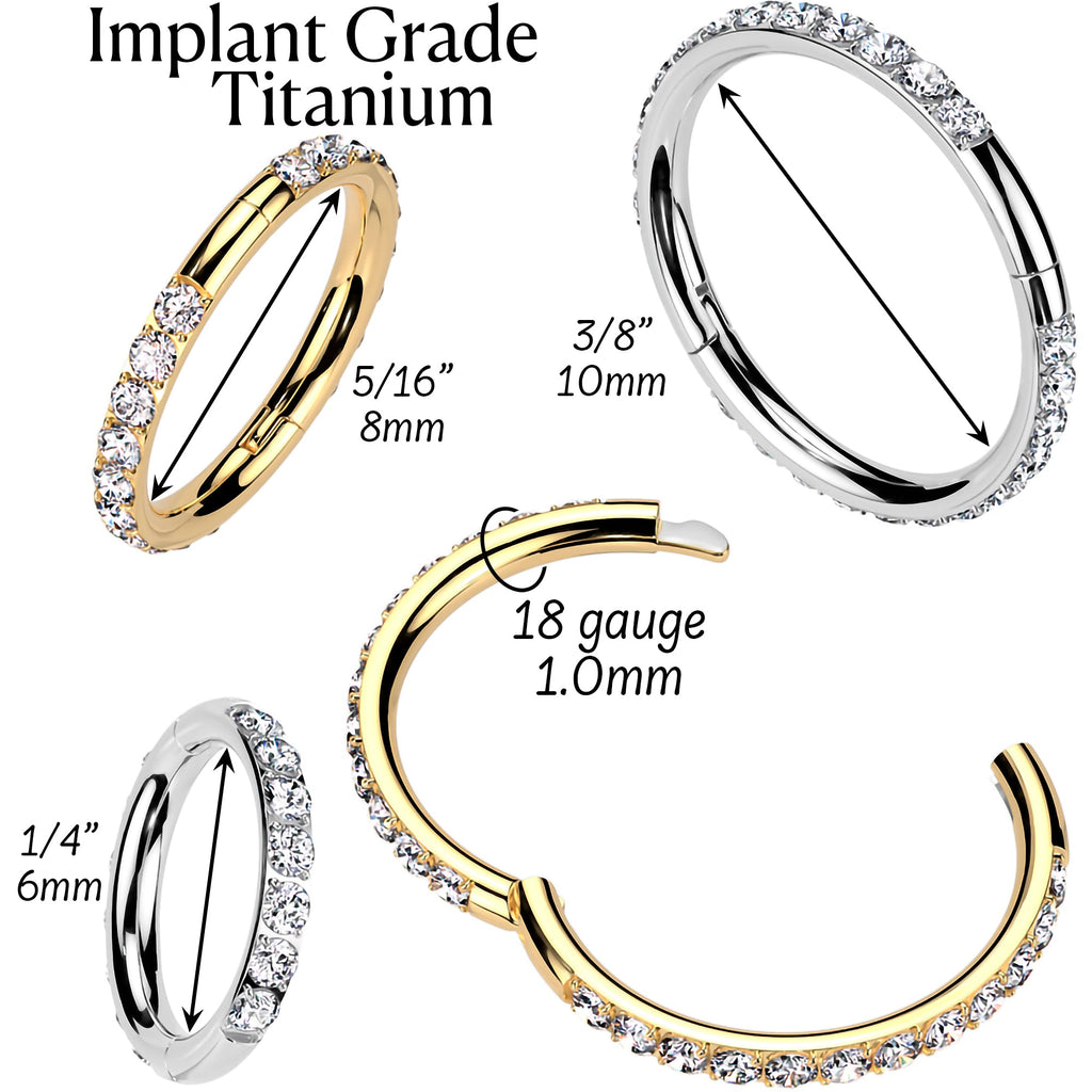 BodyCandy Implant Grade Titanium Forward CZ Double Sided Hoop Segment Ring — side view