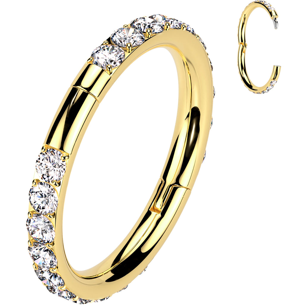 BodyCandy Implant Grade Titanium Forward CZ Double Sided Hoop Segment Ring — product on model