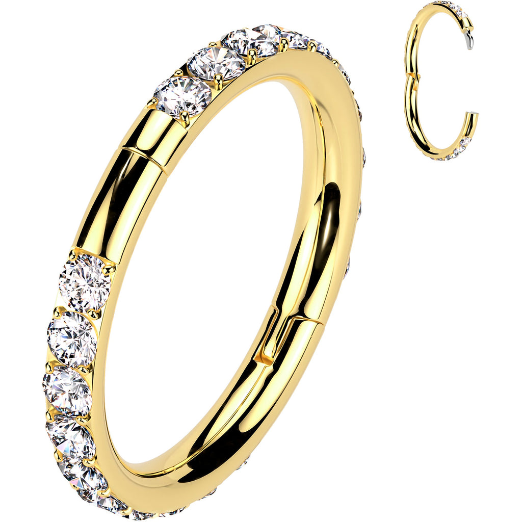 BodyCandy Implant Grade Titanium Forward CZ Double Sided Hoop Segment Ring — main product shot