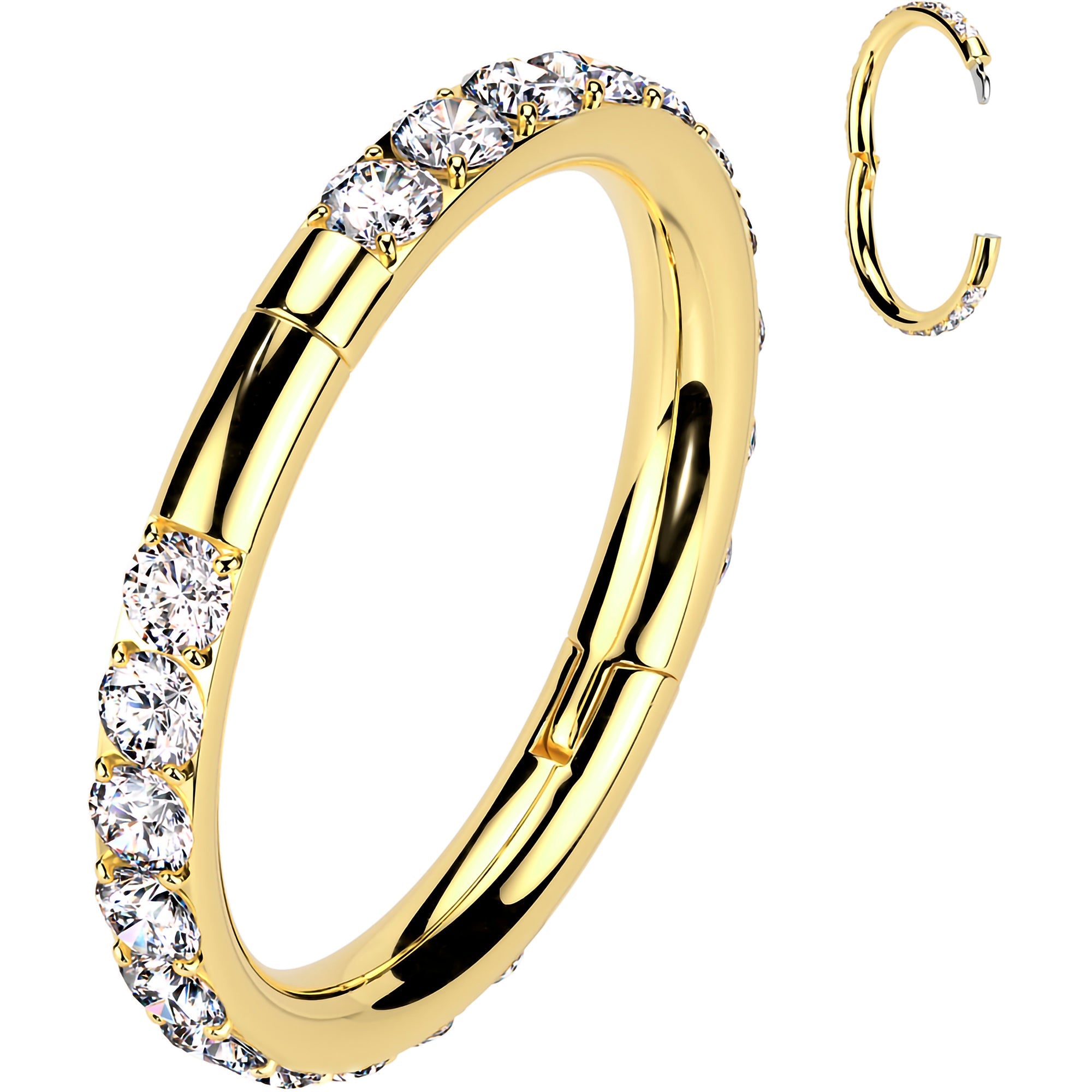 BodyCandy Implant Grade Titanium Forward CZ Double Sided Hoop Segment Ring — main product shot