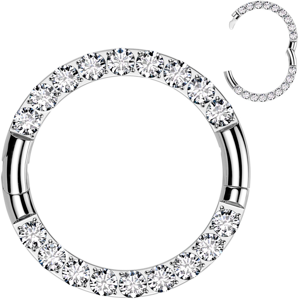 BodyCandy 16G Implant Grade Titanium CZ Double Row Hoop Segment Ring — side view