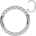 BodyCandy 16G Implant Grade Titanium CZ Double Row Hoop Segment Ring — side view