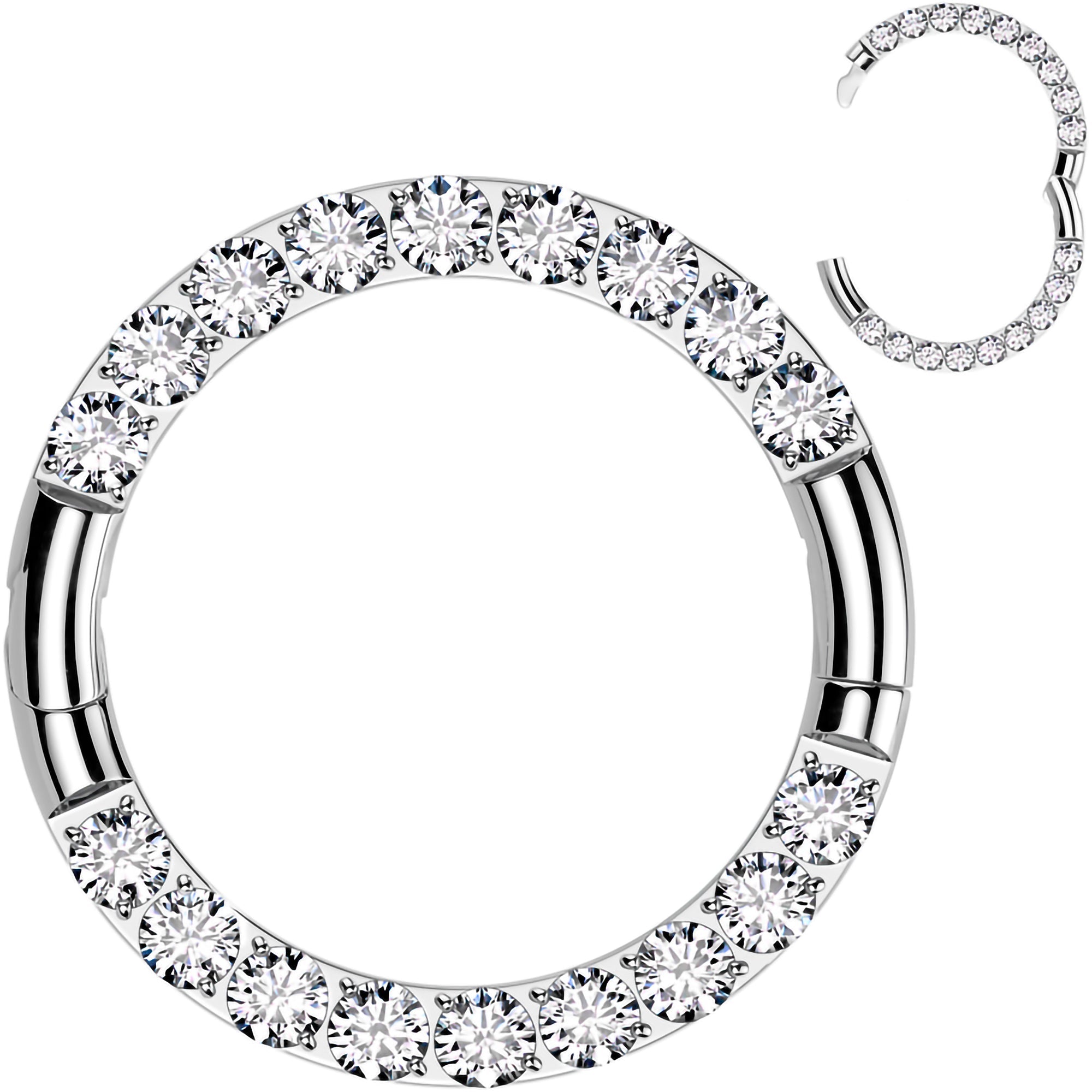 BodyCandy 16G Implant Grade Titanium CZ Double Row Hoop Segment Ring — side view
