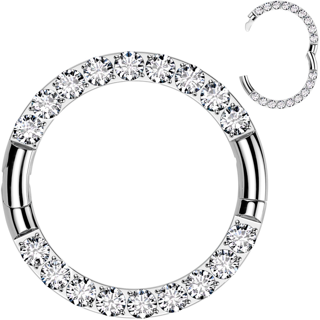 BodyCandy 16G Implant Grade Titanium CZ Double Row Hoop Segment Ring — back view