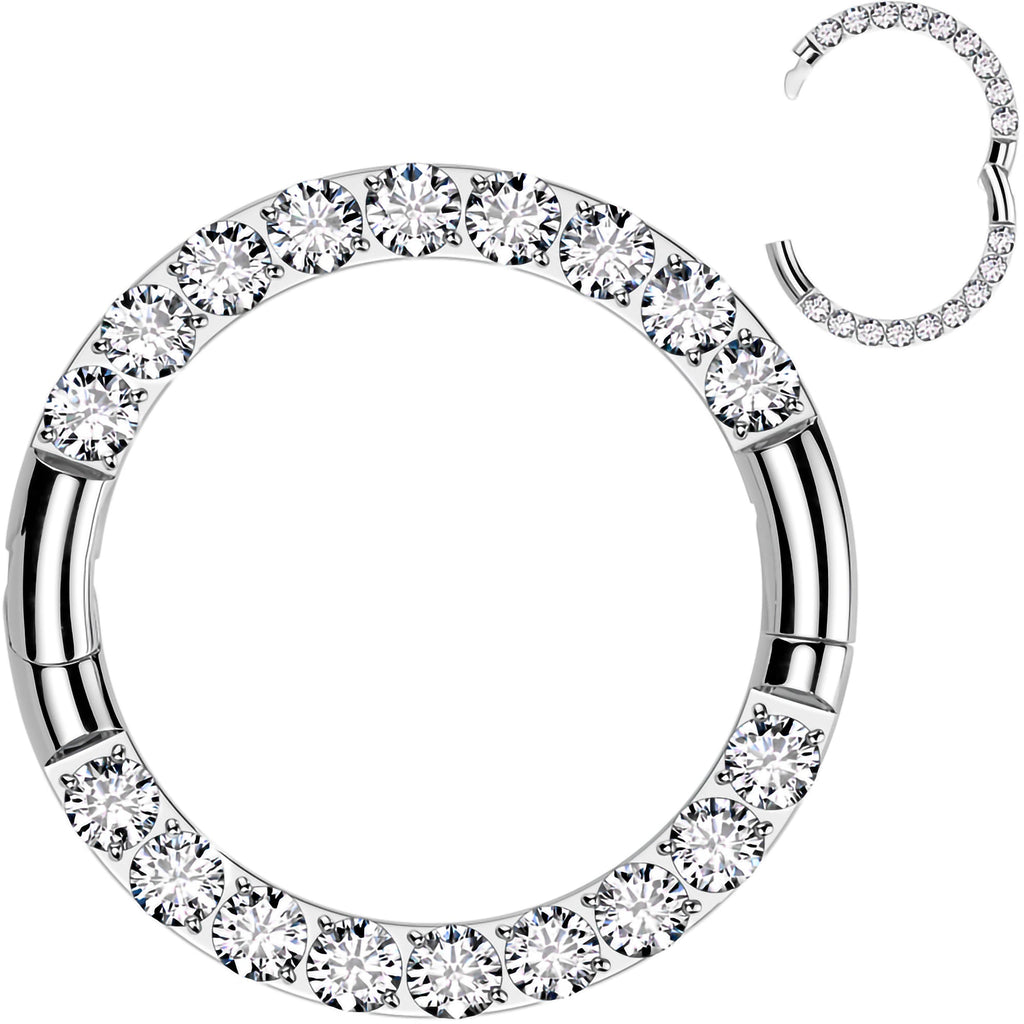 BodyCandy 16G Implant Grade Titanium CZ Double Row Hoop Segment Ring — alternative angle