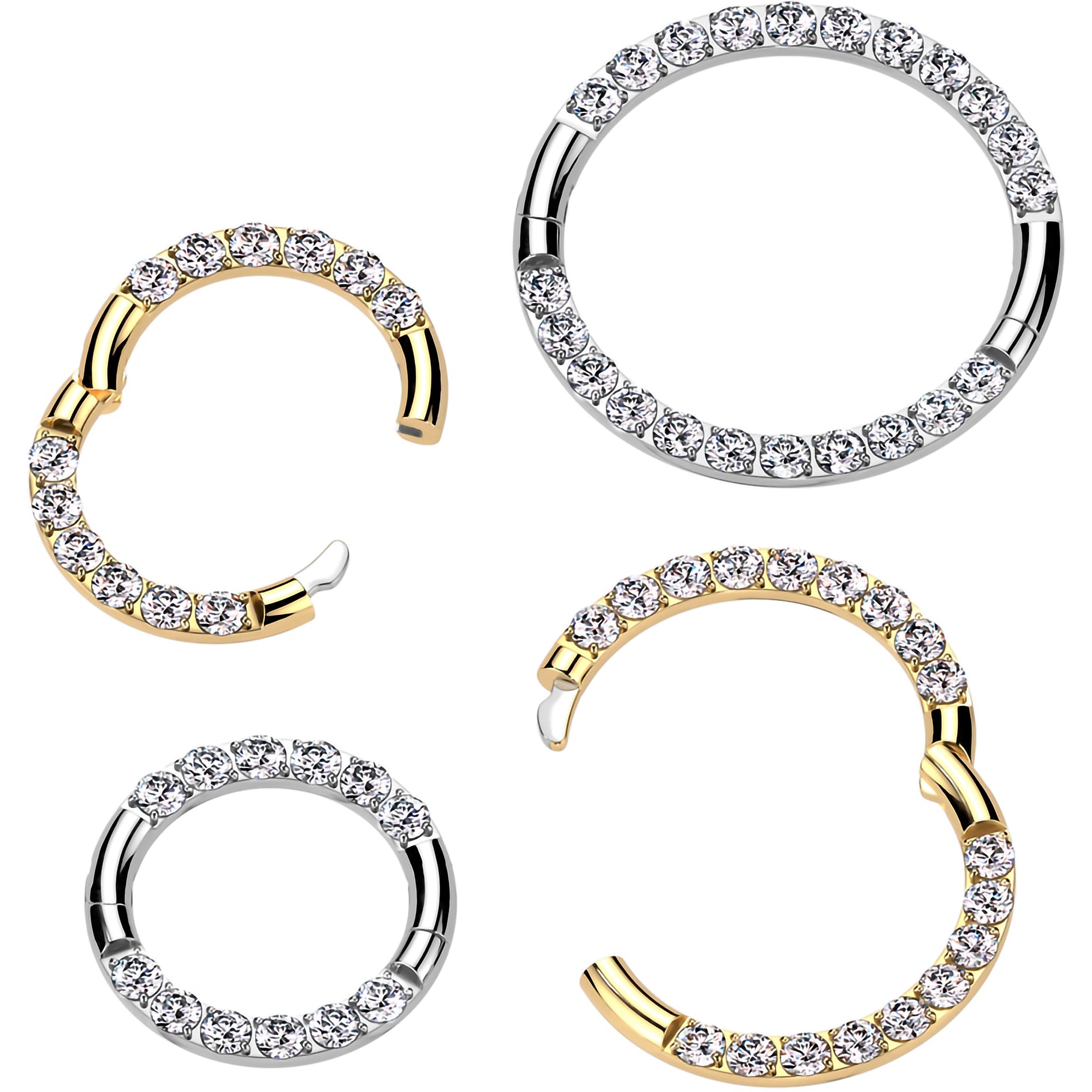 BodyCandy 16G Implant Grade Titanium CZ Double Row Hoop Segment Ring — main product shot