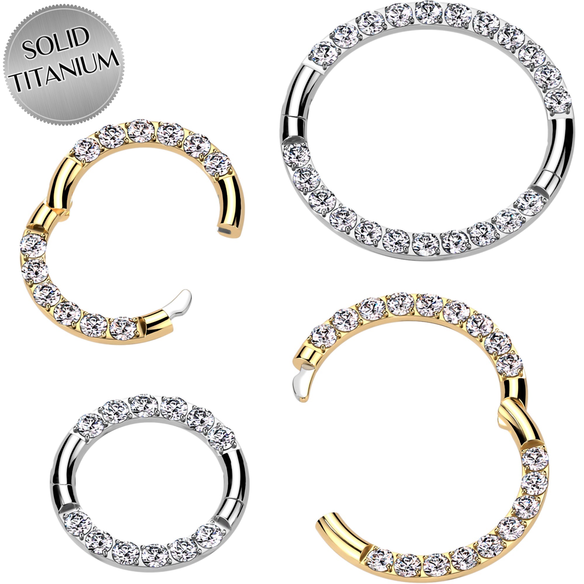 BodyCandy 16G Implant Grade Titanium CZ Double Row Hoop Segment Ring — lifestyle context