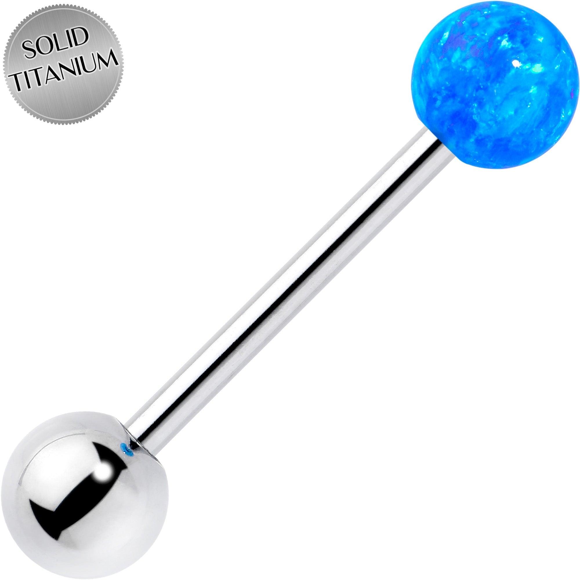 BodyCandy Synthetic Opal Hypoallergenic Titanium Barbell Tongue Ring — in-use photo