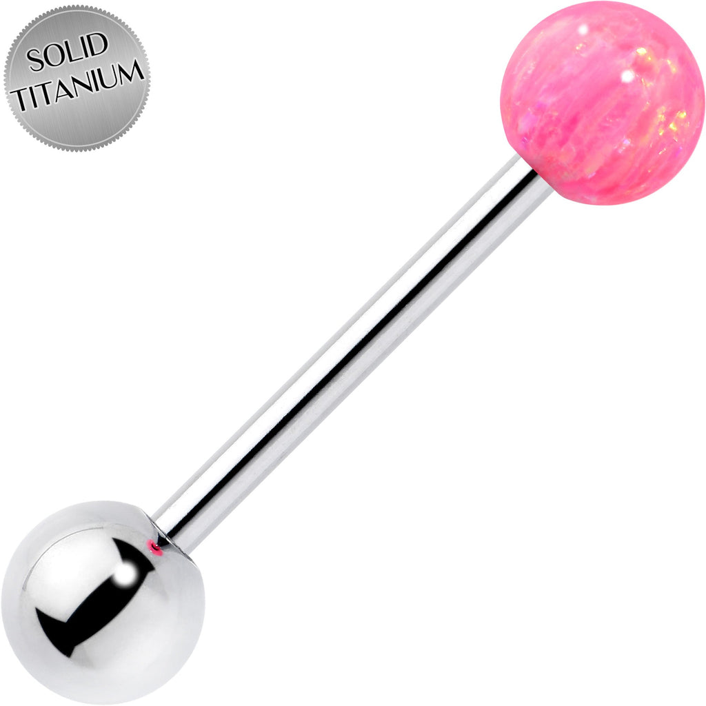 BodyCandy Synthetic Opal Hypoallergenic Titanium Barbell Tongue Ring — size reference