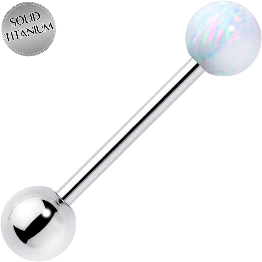 BodyCandy Synthetic Opal Hypoallergenic Titanium Barbell Tongue Ring — color detail