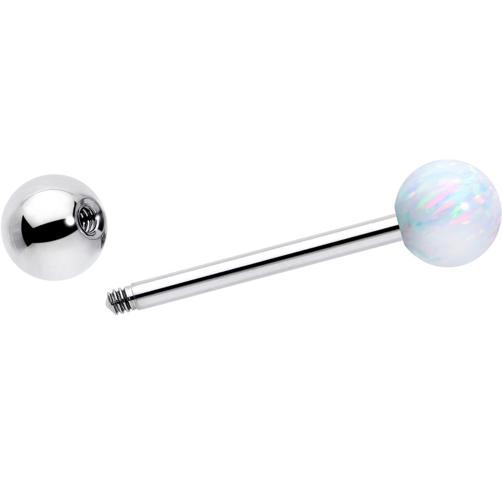 BodyCandy Synthetic Opal Hypoallergenic Titanium Barbell Tongue Ring — detail close-up