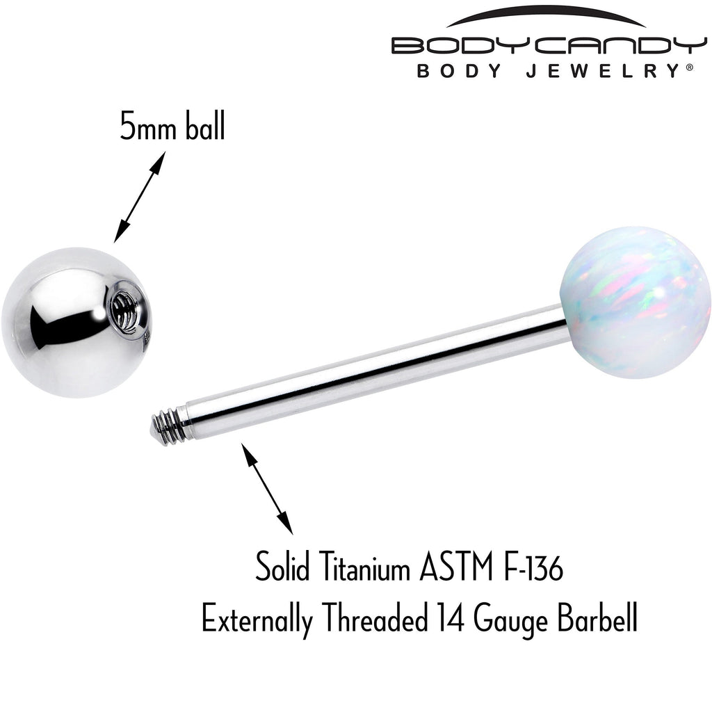 BodyCandy Synthetic Opal Hypoallergenic Titanium Barbell Tongue Ring — lifestyle context