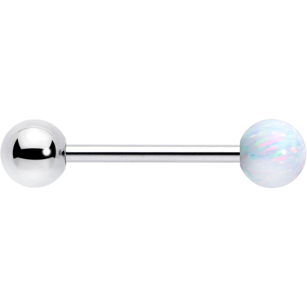 BodyCandy Synthetic Opal Hypoallergenic Titanium Barbell Tongue Ring — side view