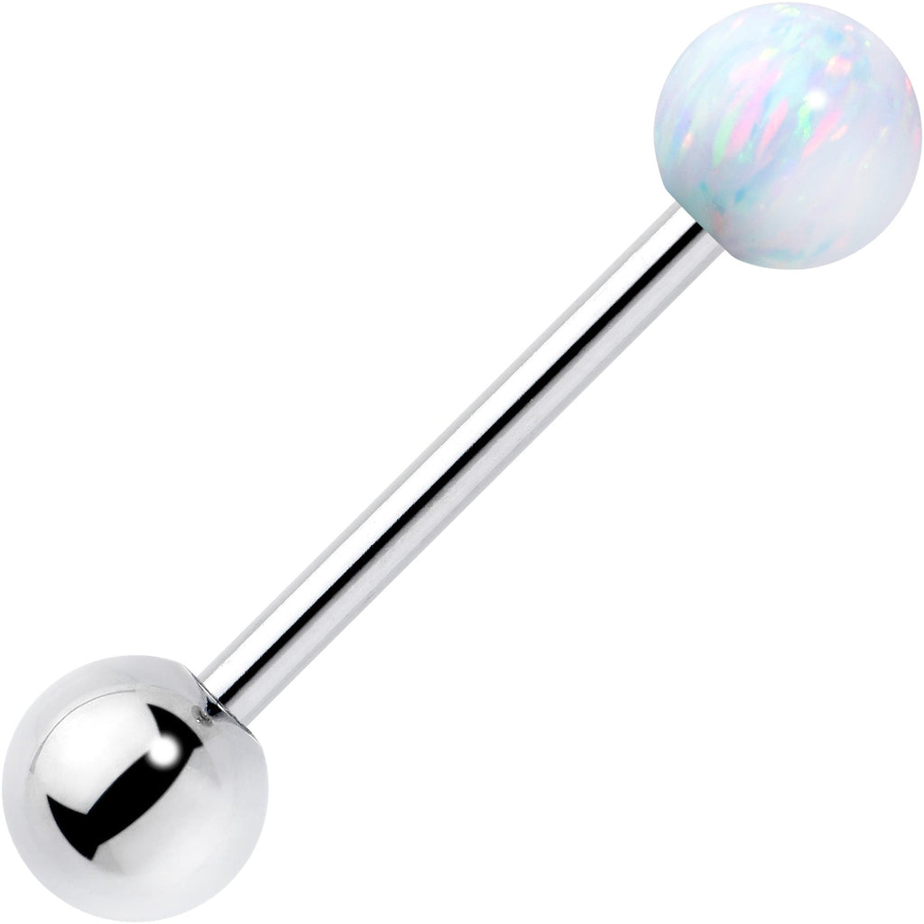 BodyCandy Synthetic Opal Hypoallergenic Titanium Barbell Tongue Ring — alternative angle