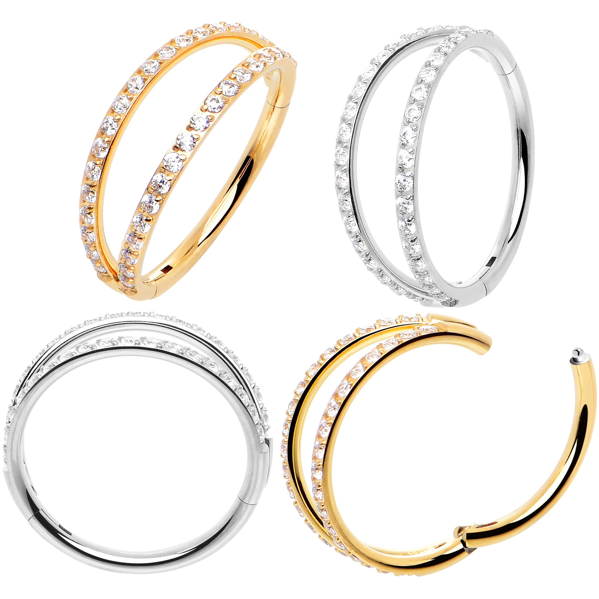 BodyCandy Micro Gem Titanium Hinged Double Nose Hoop — main product shot