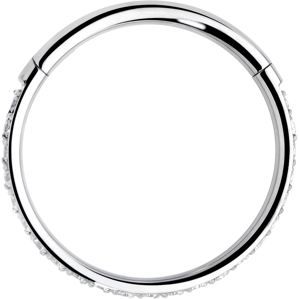 BodyCandy 18G 3/8 Clear CZ Gem Titanium Forward Facing Hinged Segment Ring — main product shot