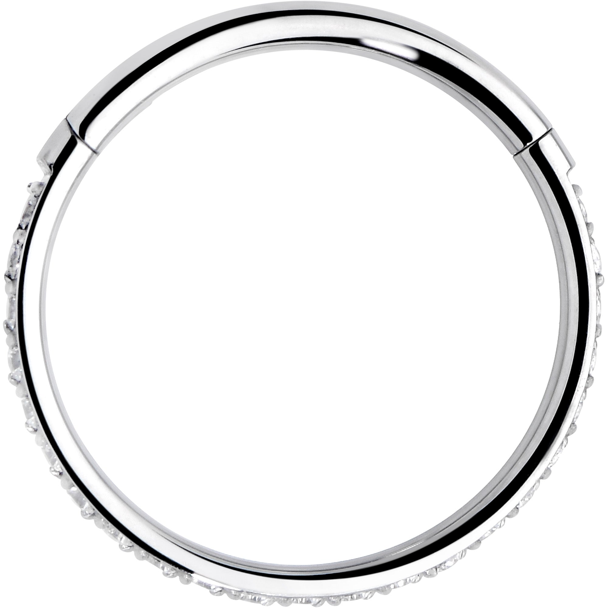 BodyCandy 18G 3/8 Clear CZ Gem Titanium Forward Facing Hinged Segment Ring — main product shot