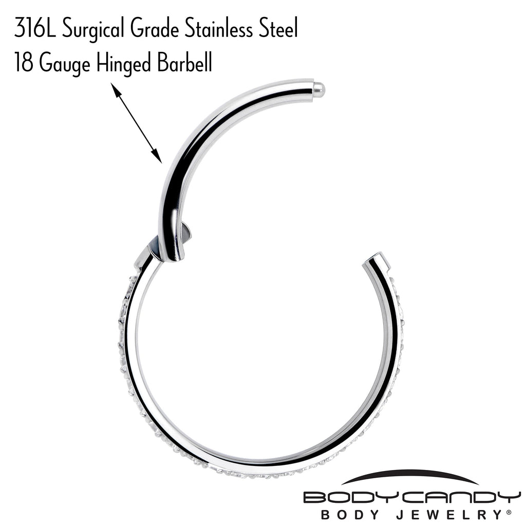 BodyCandy 18G 3/8 Clear CZ Gem Titanium Forward Facing Hinged Segment Ring — lifestyle context