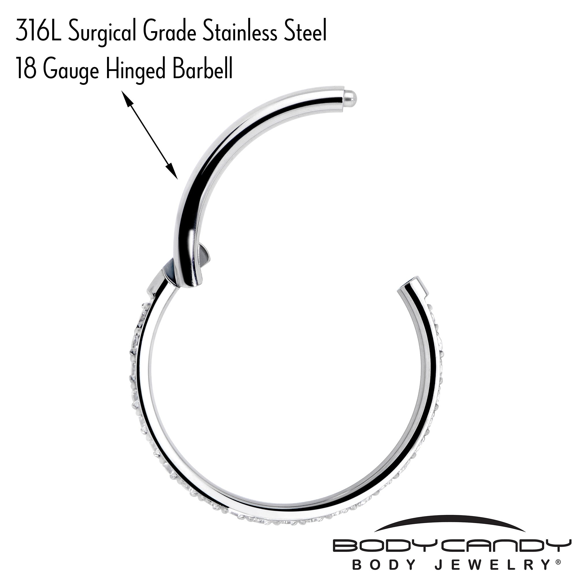 BodyCandy 18G 3/8 Clear CZ Gem Titanium Forward Facing Hinged Segment Ring — lifestyle context