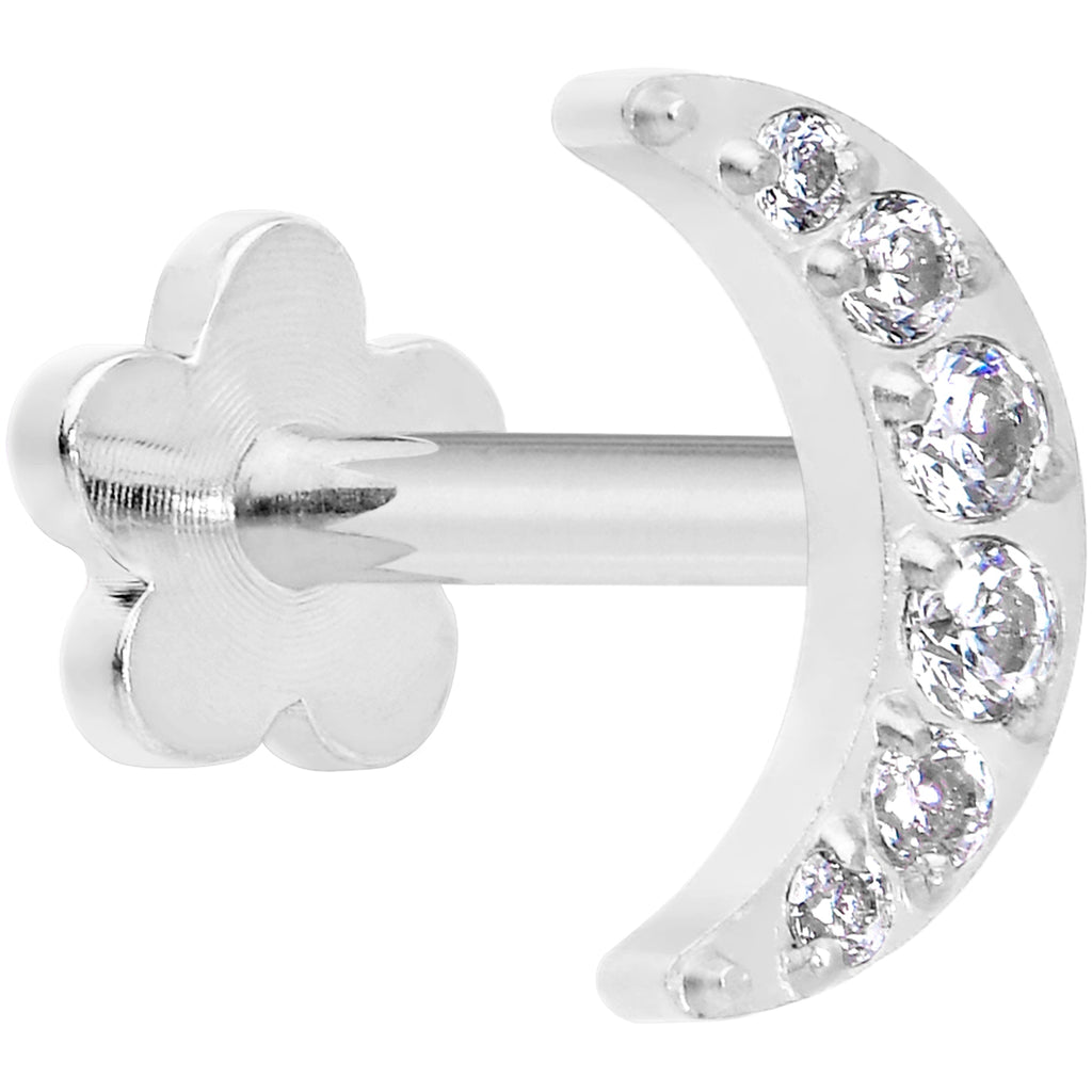 BodyCandy Titanium Flat Back Earring Gem Crescent Moon - 18G Threadless Reversible — color detail