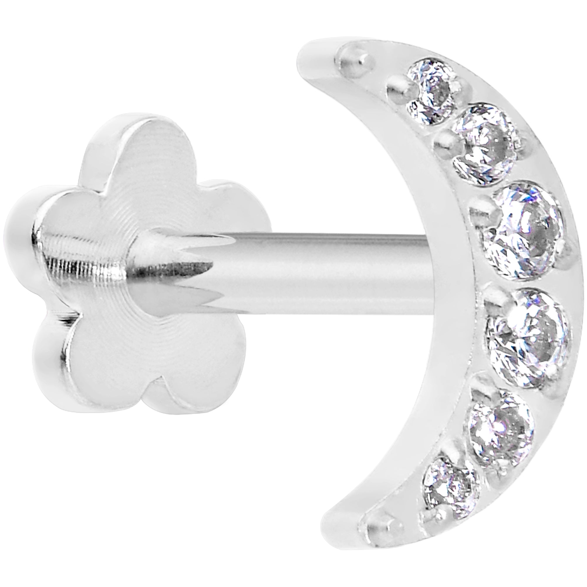 BodyCandy Titanium Flat Back Earring Gem Crescent Moon - 18G Threadless Reversible — color detail