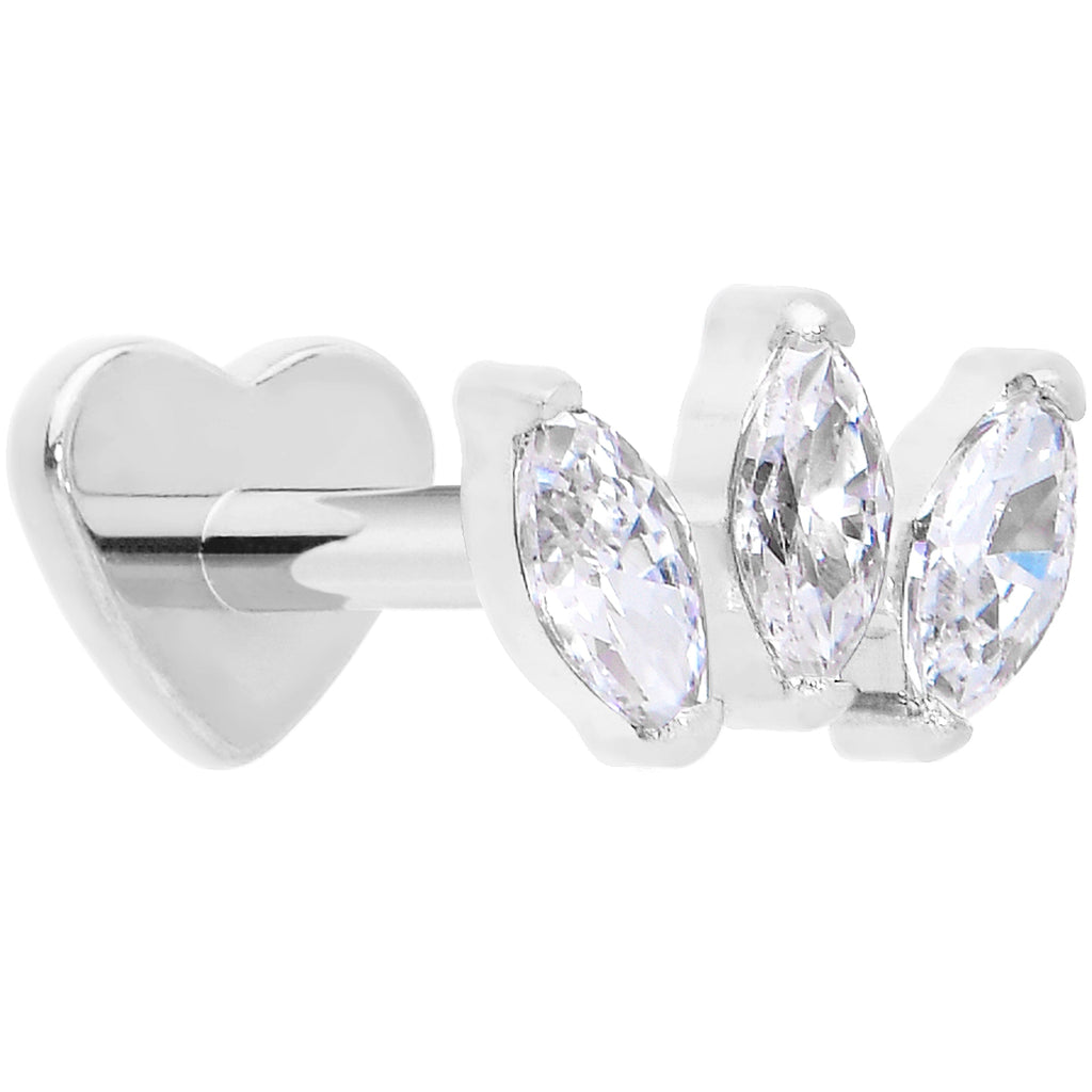 BodyCandy Titanium Flat Back Earring Trio Gem- 18G Threadless Reversible Heart — packaging