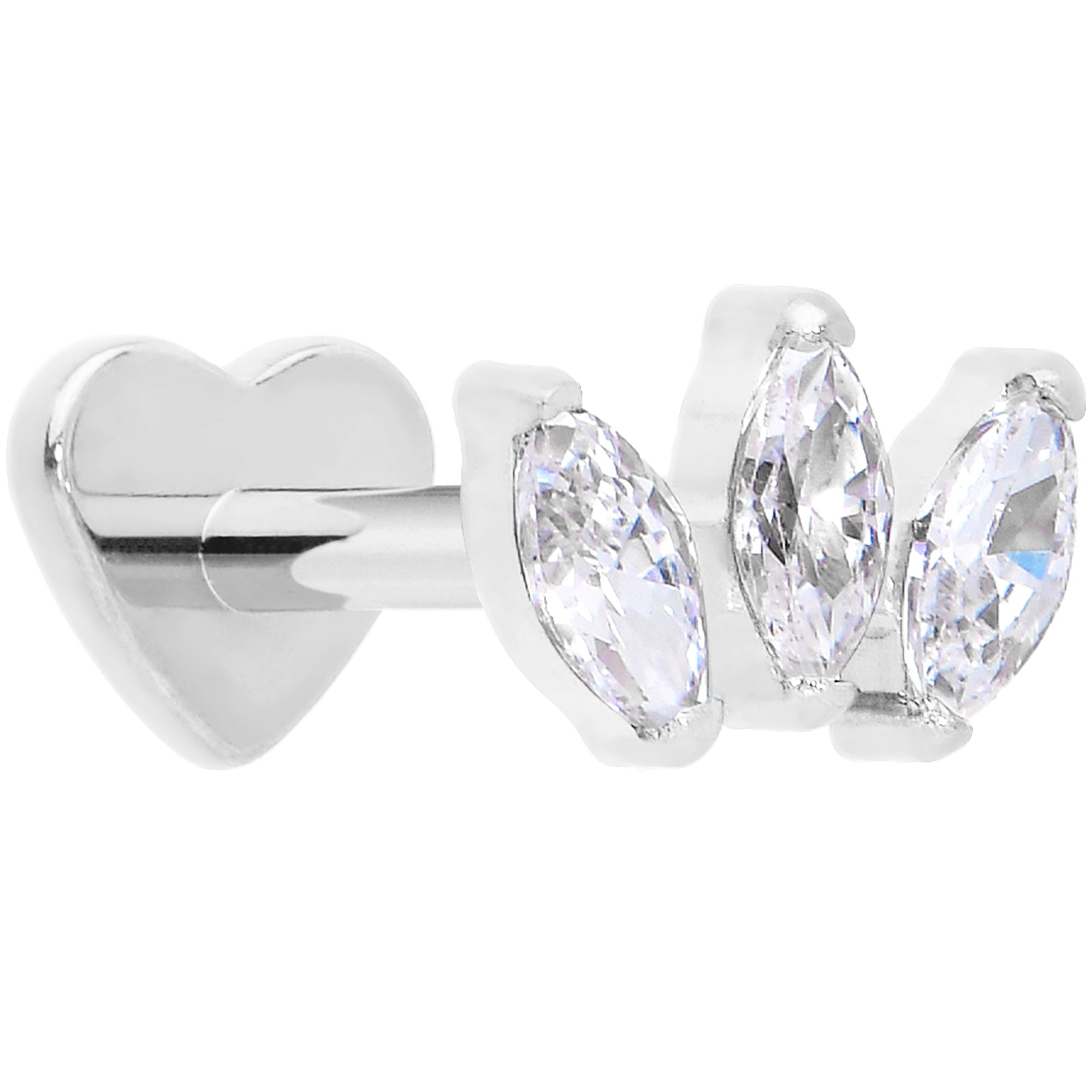 BodyCandy Titanium Flat Back Earring Trio Gem- 18G Threadless Reversible Heart — packaging