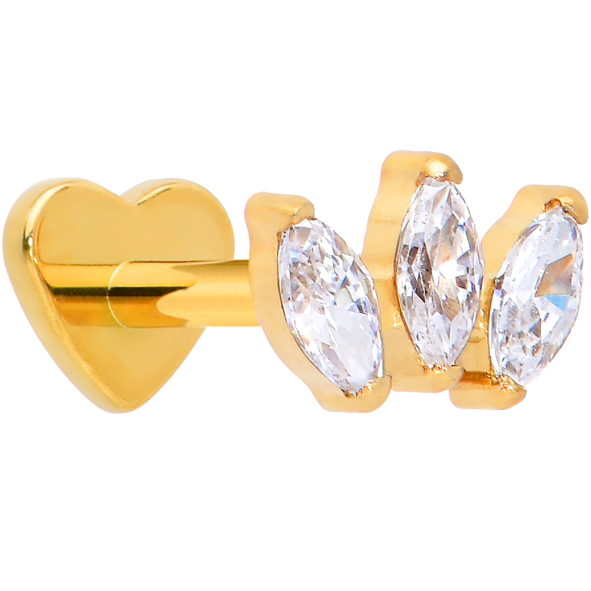 BodyCandy Titanium Flat Back Earring Trio Gem- 18G Threadless Reversible Heart — lifestyle context