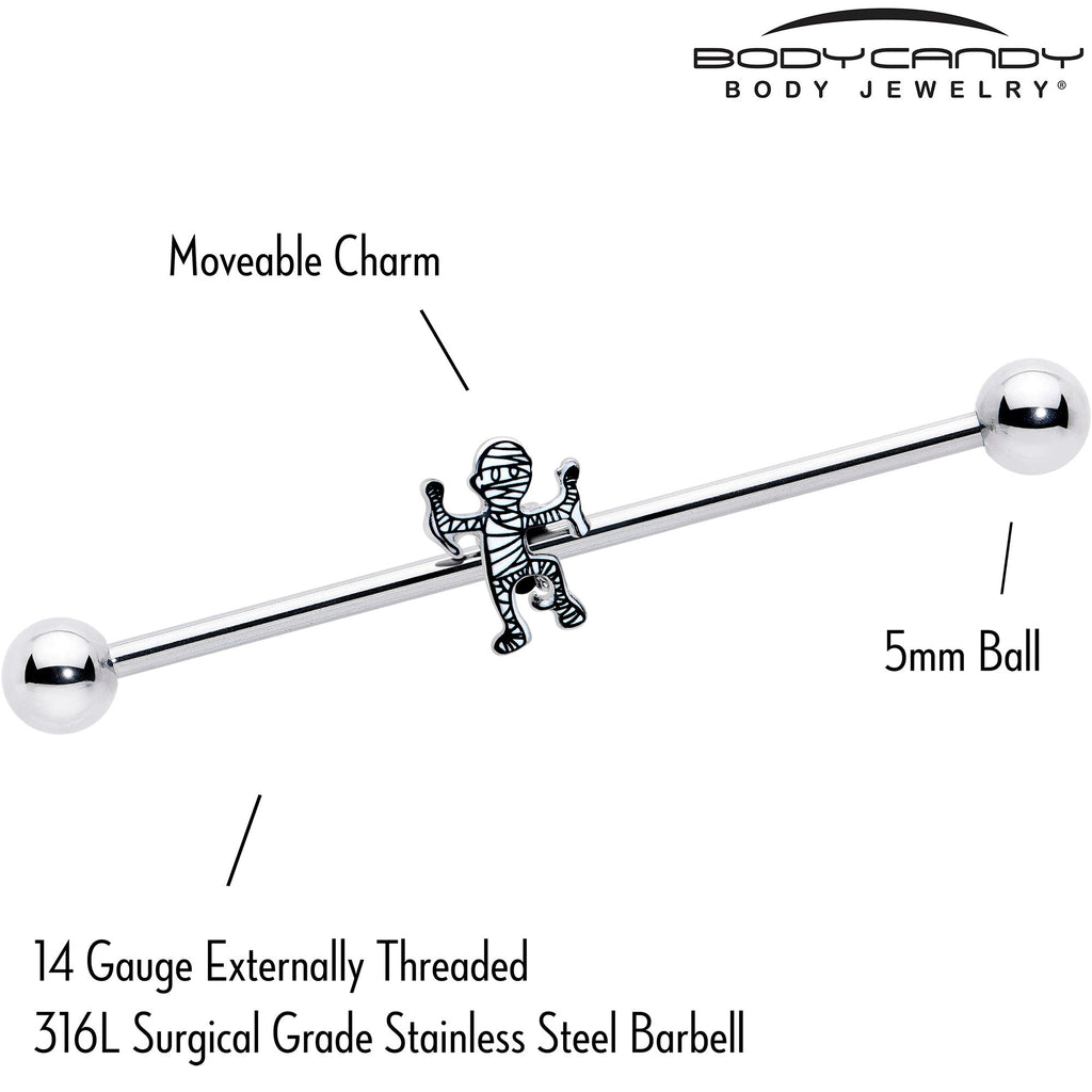 BodyCandy 14G Two Tone Halloween Mummy Industrial Barbell 38mm — lifestyle context