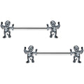 BodyCandy 14G 9/16 Two Tone Halloween Mummy Barbell Nipple Ring Set — main product shot