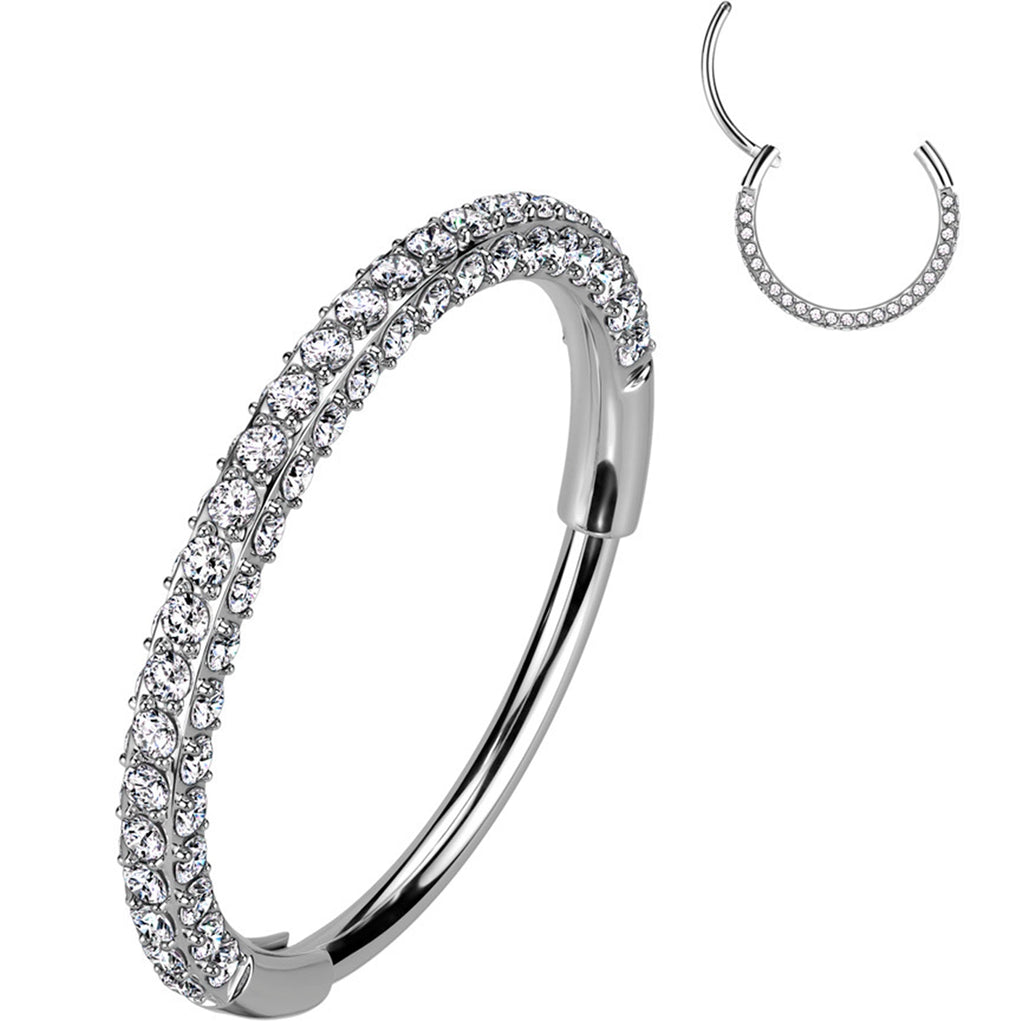 BodyCandy 20G Implant Grade Titanium Triple Sided Micro Gem Hinged Nose Hoop — feature highlight