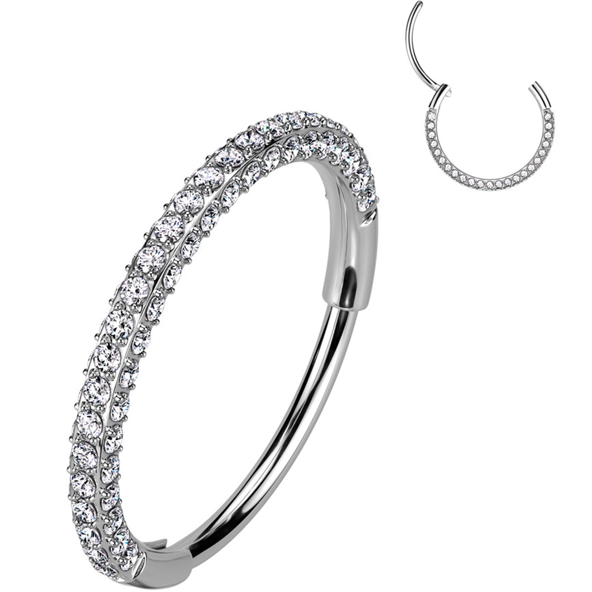 BodyCandy 18G Implant Grade Titanium Triple Sided Micro Gem Hinged Nose Hoop — main product shot