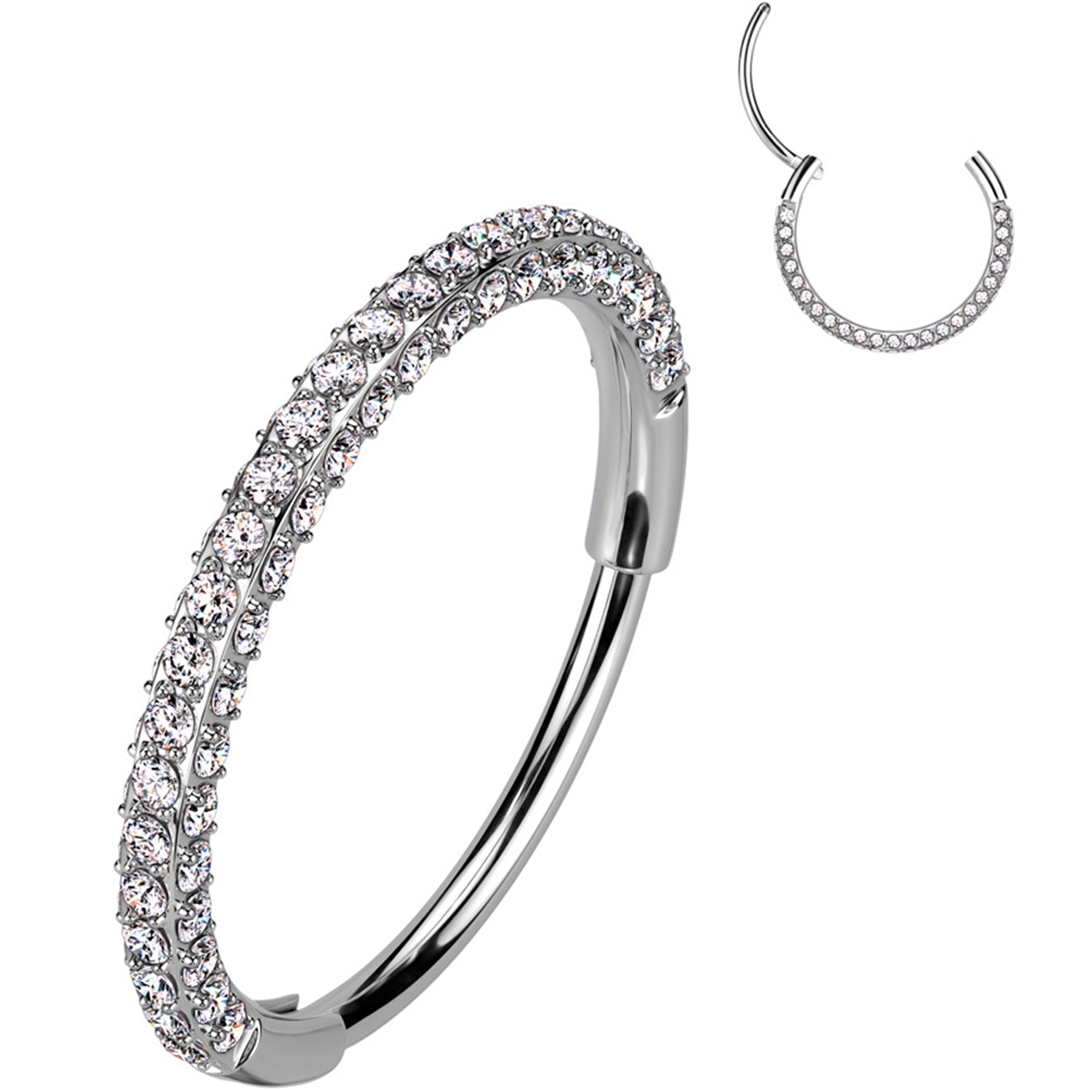 BodyCandy 20G Implant Grade Titanium Triple Sided Micro Gem Hinged Nose Hoop — main product shot