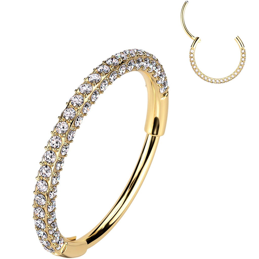 BodyCandy 20G Gold PVD Implant Grade Titanium Triple Sided Micro Gem Hinged Nose Hoop — fabric or material detail