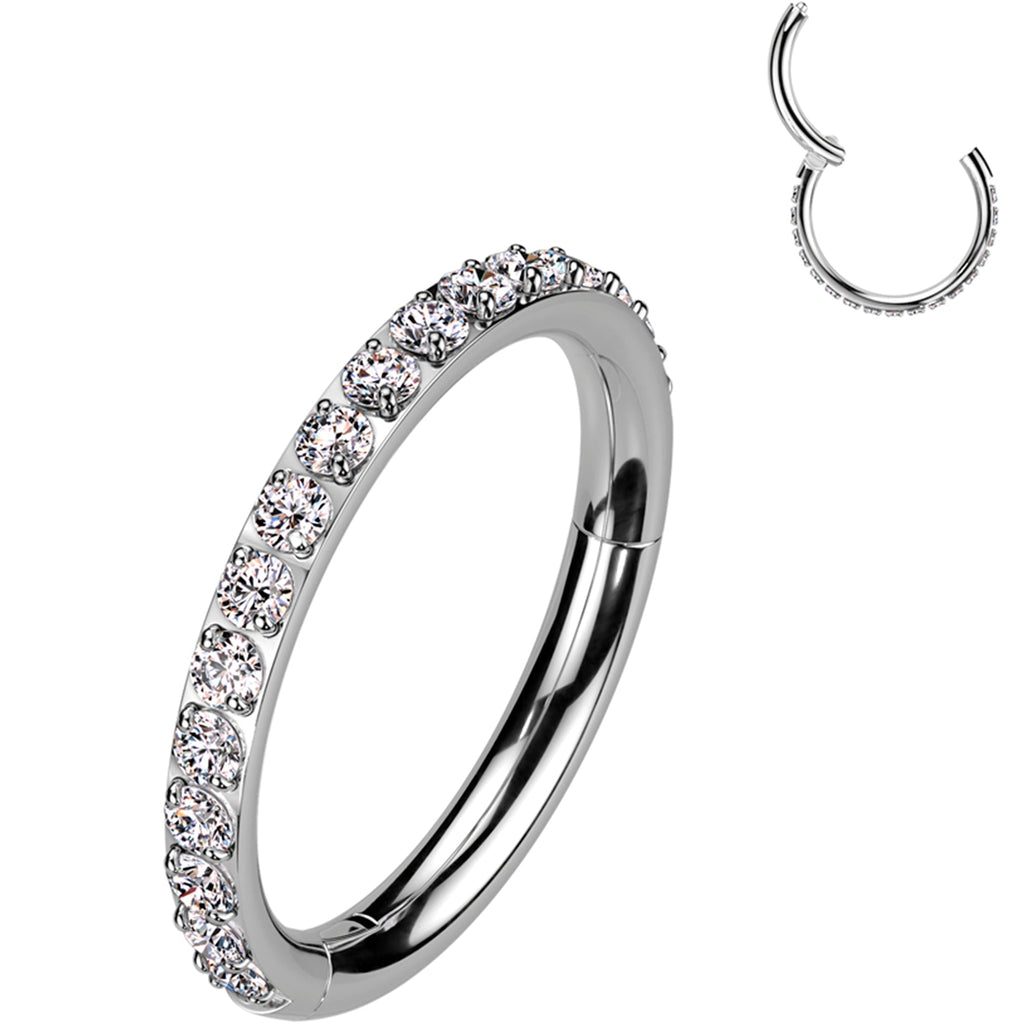 BodyCandy 18G Micro Gem Titanium Hinged Nose Hoop — detail close-up